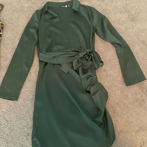 Satin inspired emerald green dress